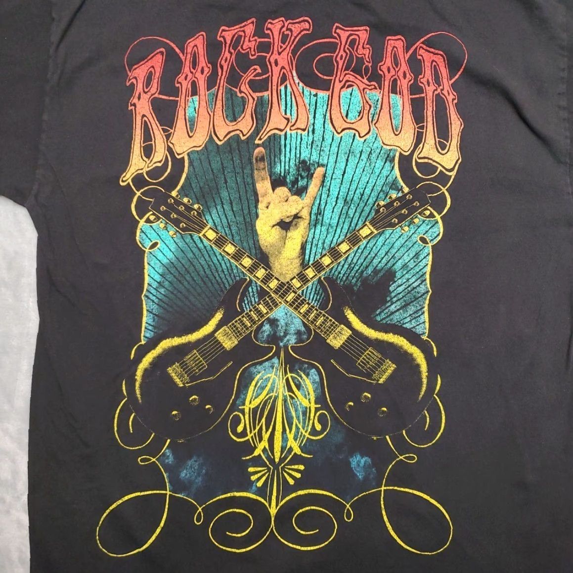Vintage Rock God Guitar Shirt Mens Large Black Electric Heavy Metal Concert Y2K Size US L / EU 52-54 / 3 - 2 Thumbnail