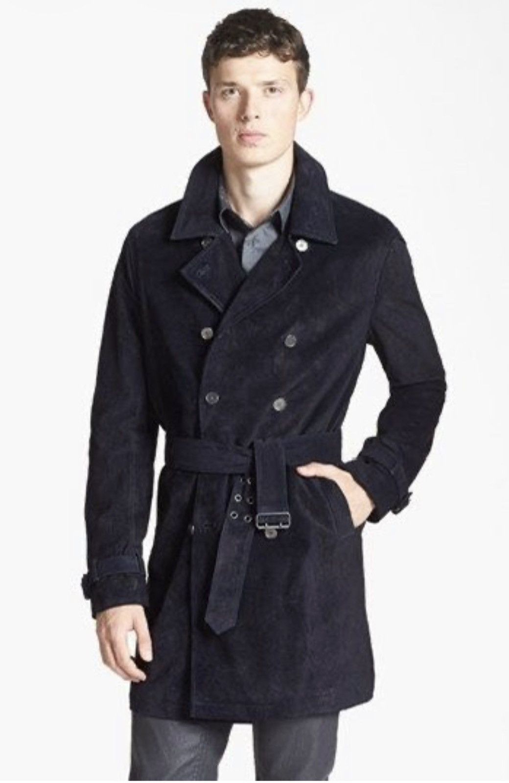 John Varvatos Suede Trench Coat With Belt size Large Size US L / EU 52-54 / 3 - 3 Thumbnail