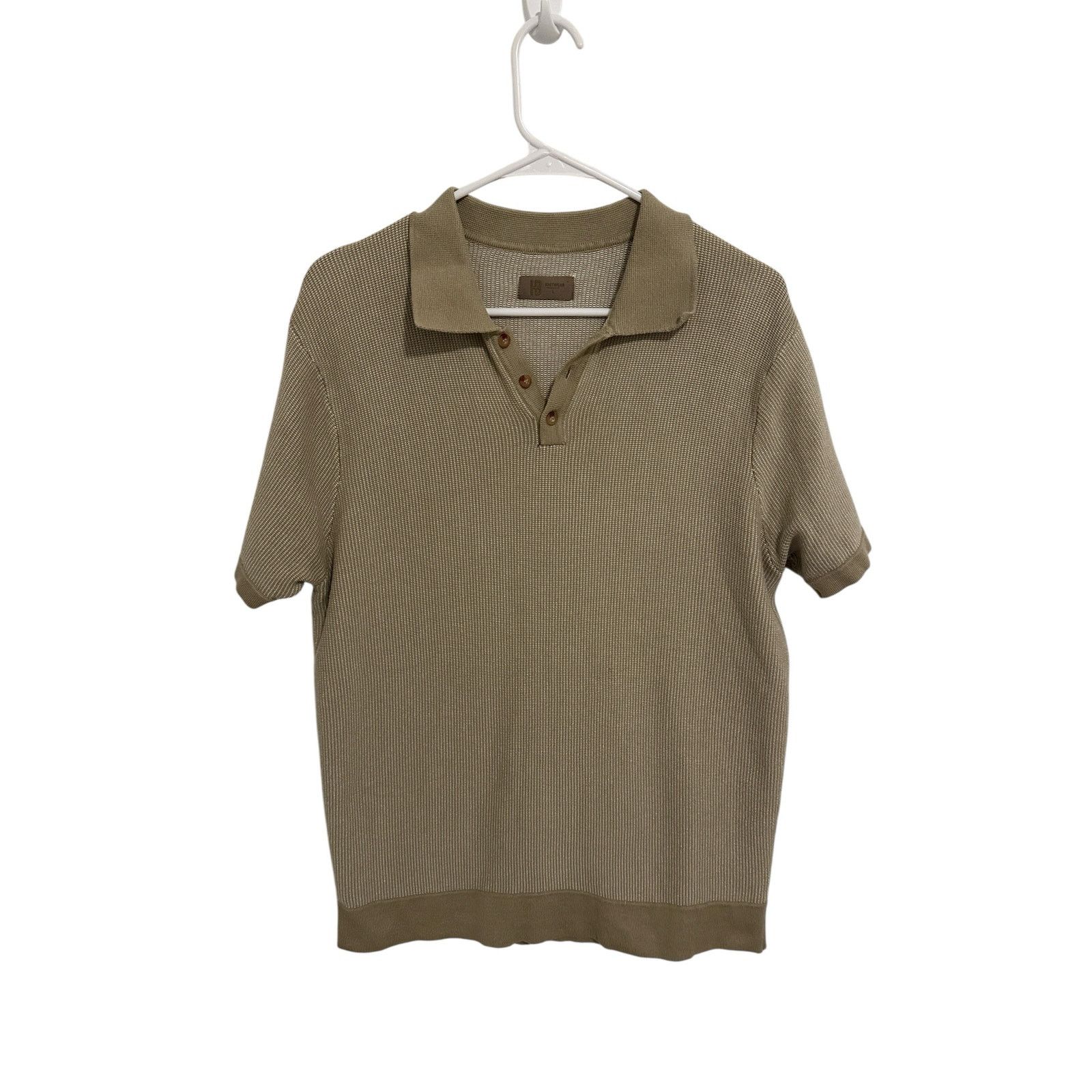 Hudson & Barrow HB Khaki Short Sleeve Button Up V-Neck Pullover Sweater Size US L / EU 52-54 / 3 - 2 Thumbnail