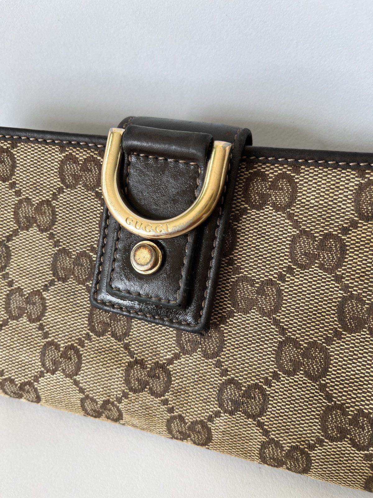 Gucci Gucci Beige GG Canvas Leather D Ring Continental Wallet Size ONE SIZE - 3 Thumbnail