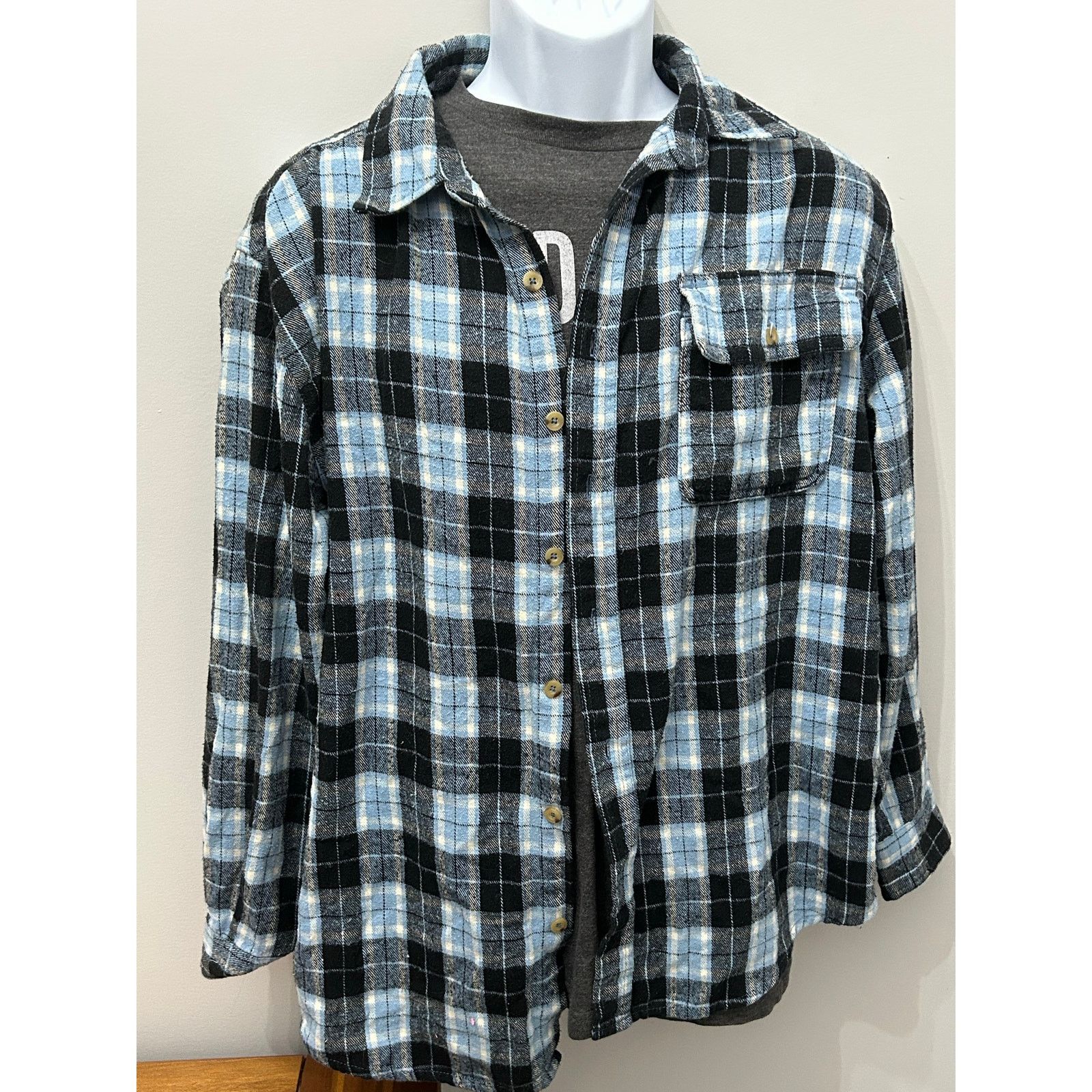 Other Old Mill Men Medium Blue Plaid Flannel Shirt Cotton Workwear Size US M / EU 48-50 / 2 - 3 Thumbnail
