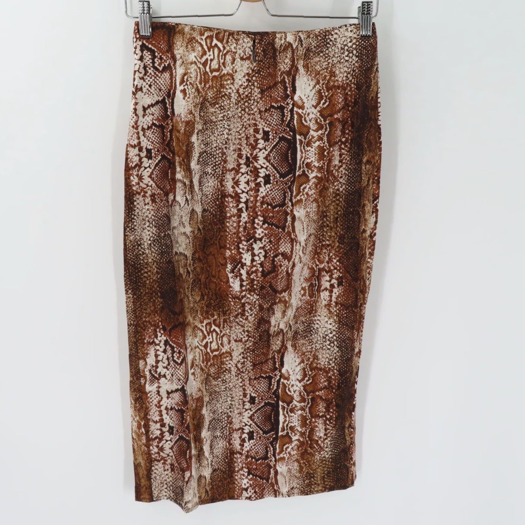 Guess GUESS Women XS Tammie Midi Slit Skirt Snakeskin Python Print Brown NEW Size 26" / US 2 / IT 38 - 4 Thumbnail