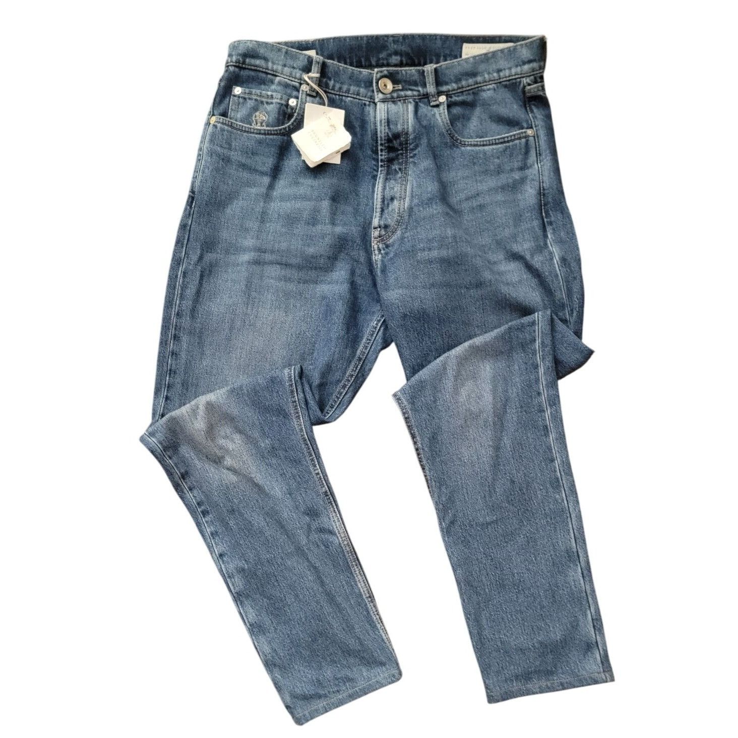 Brunello Cucinelli Brunello Cucinelli Luxury Denim Dark Blue Acid Wash, Iconic Size US 34 / EU 50 - 1 Thumbnail
