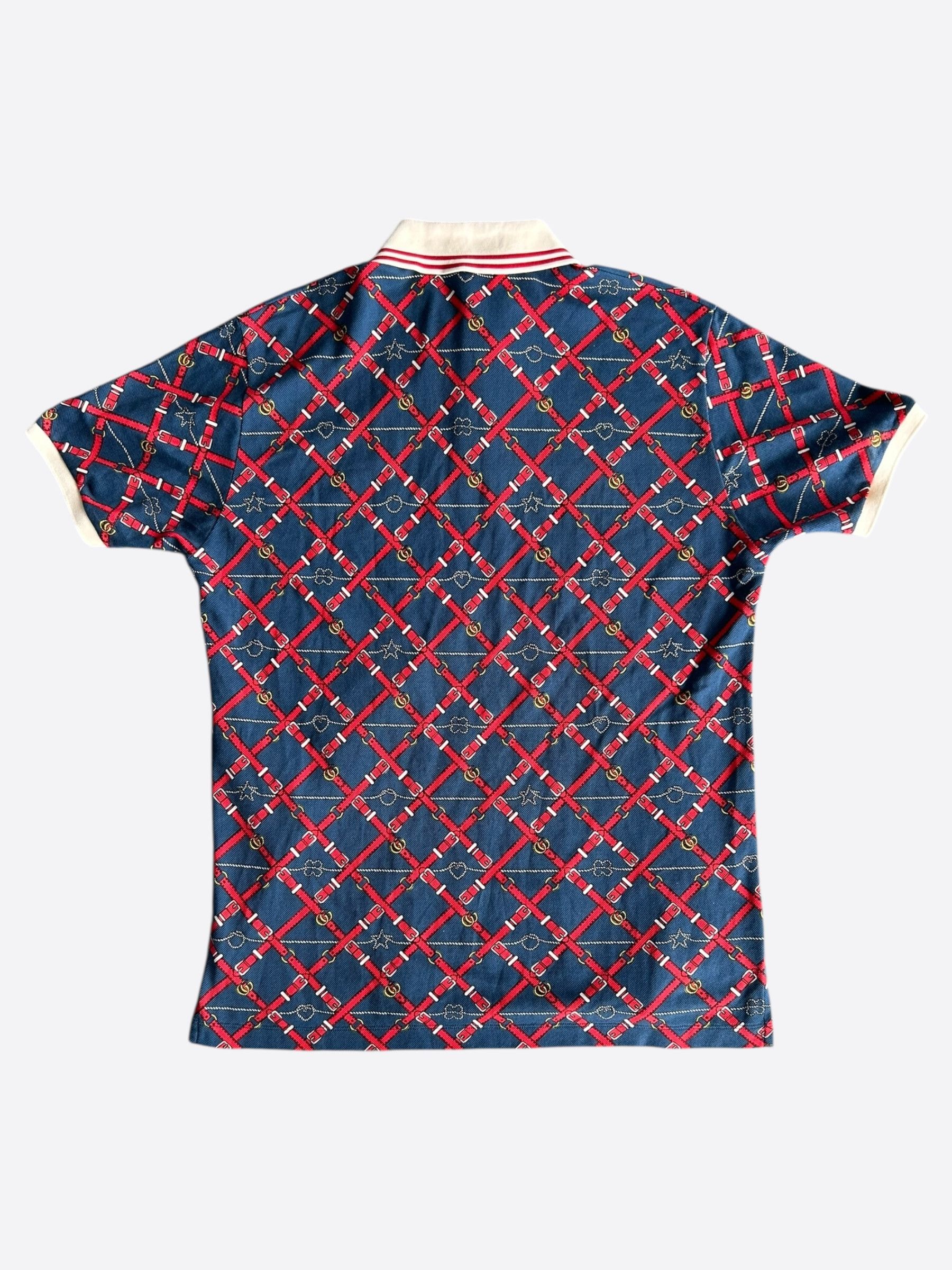 Gucci Gucci Navy & Red Belt Print Polo T-Shirt Size US M / EU 48-50 / 2 - 2 Thumbnail
