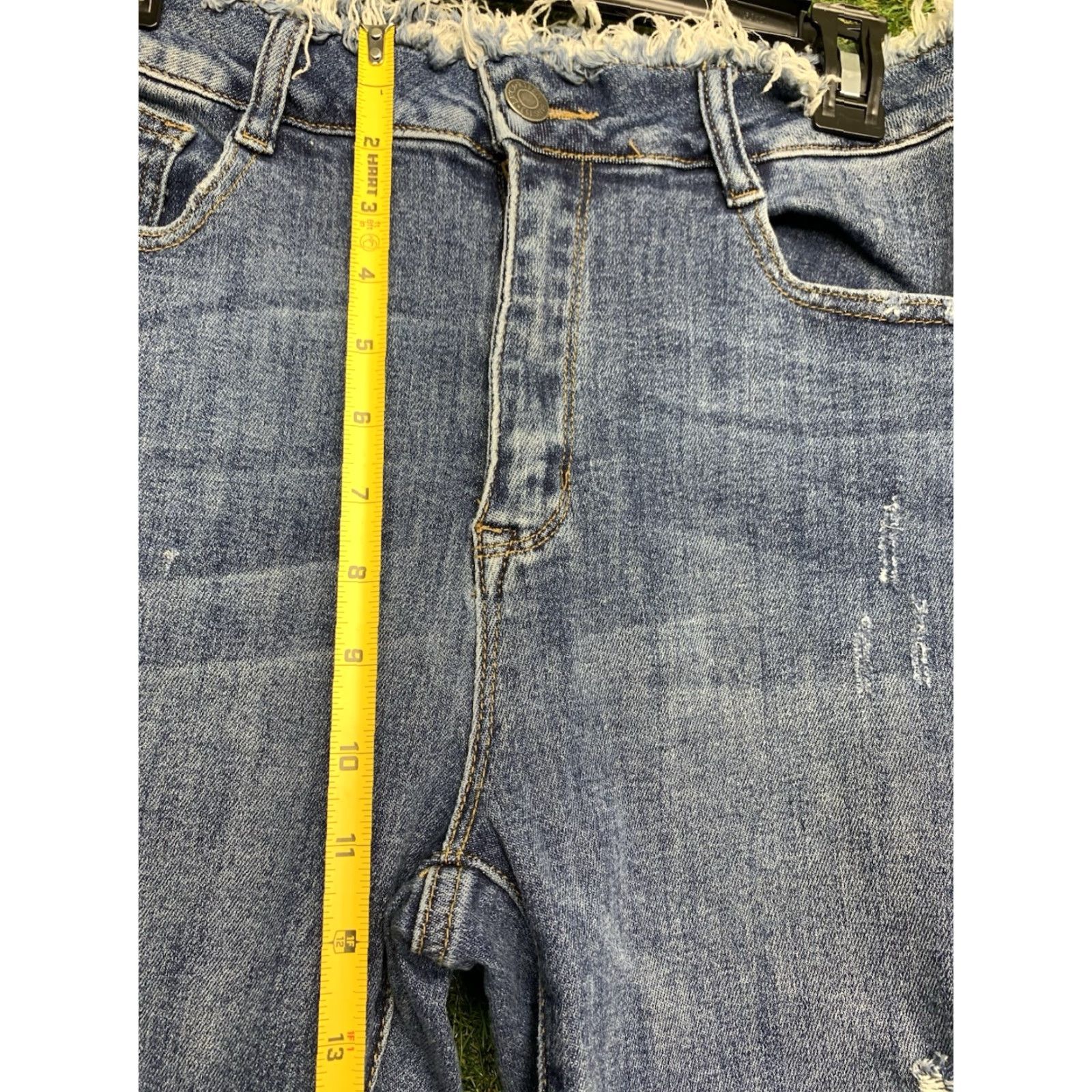 Vintage Risen Jeans Women's 7 Distressed Flare High Rise Blue Denim Casual Stretch Size 28" / US 6 / IT 42 - 7 Thumbnail