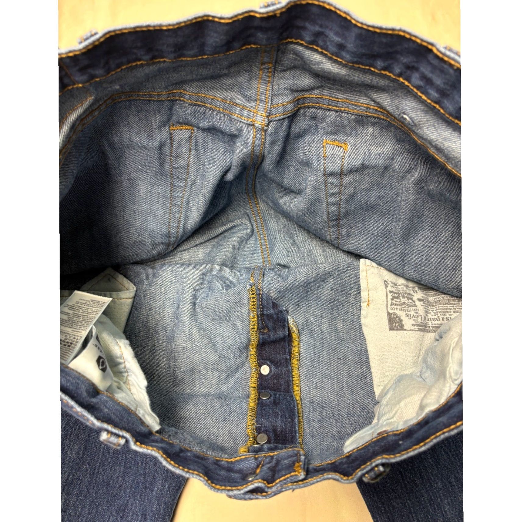 Denime VINTAGE Levi Strauss 501 Jeans Men 38x34 Dark Wash Denim Button Fly Straight Mens Size US 38 / EU 54 - 4 Thumbnail