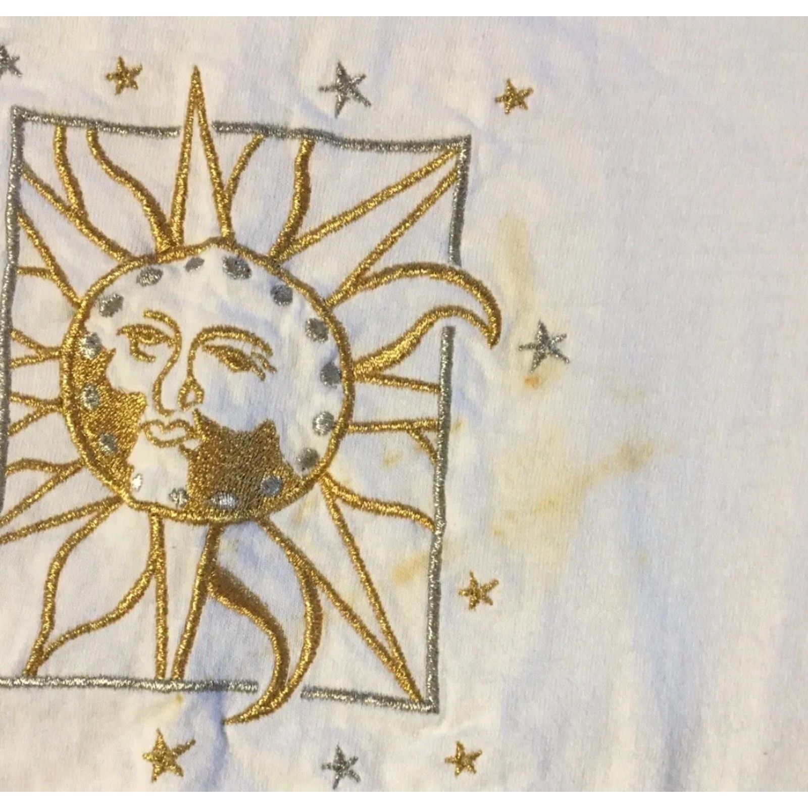 Vintage VINTAGE Sun Moon Solar Eclipse Faded Distressed Shirt L White 90s Grunge 80s USA Men T-Shirt Short Sleeve Single Stitch Size US L / EU 52-54 / 3 - 5 Thumbnail