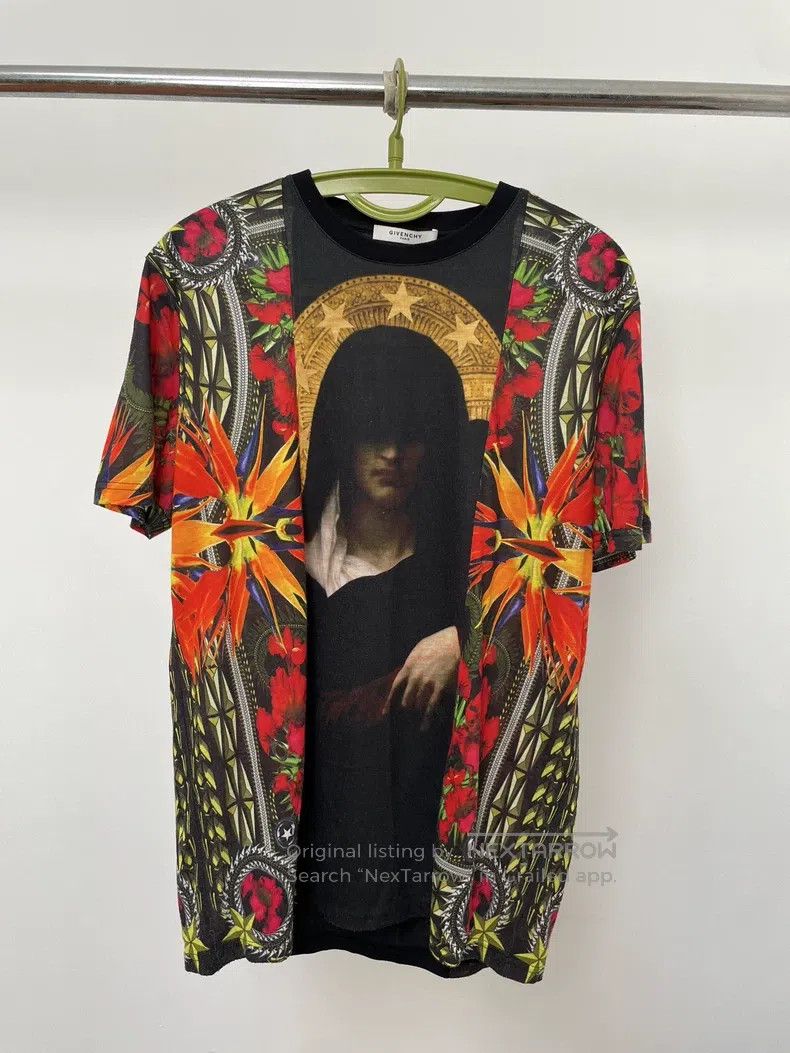 Givenchy Givenchy Madonna Flower Patchwork Short Sleeve - Black Bas Size US S / EU 44-46 / 1 - 1 Thumbnail