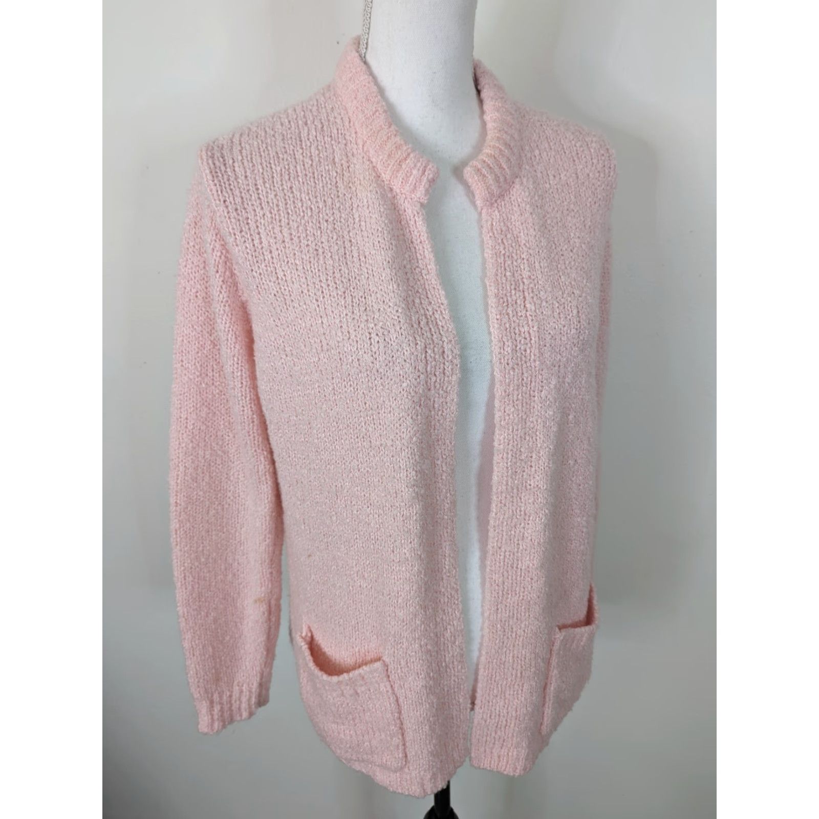 Pinko VINTAGE Pink Sweater Cardigan Womens S6W Open Front 80s 90s Casual Knit Autonomous Size S / US 4 / IT 40 - 2 Thumbnail