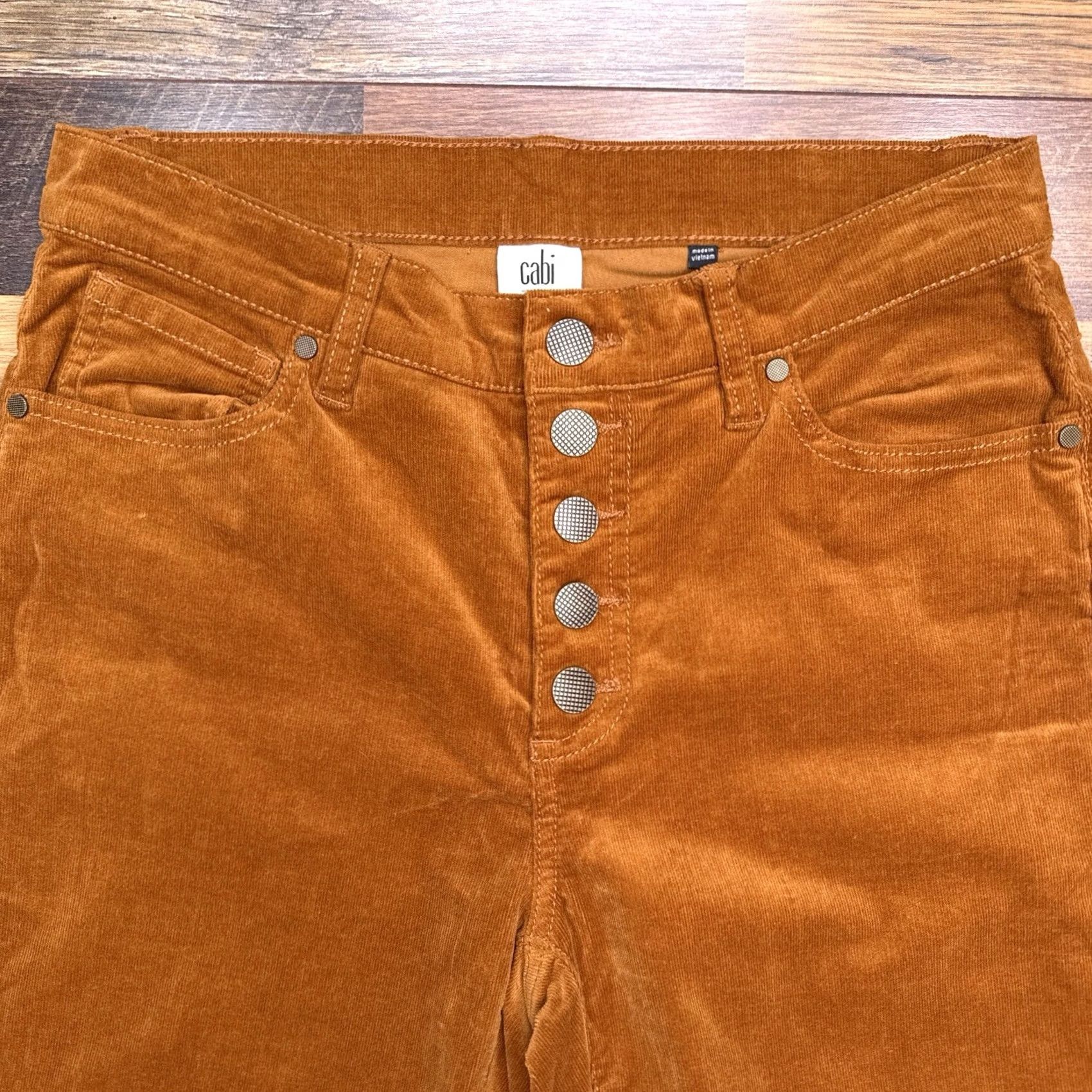 Vintage Cabi Corduroy Pants Womens 6 Brown Mid Rise Stretch Skinny - Slim Fit Size 28" / US 6 / IT 42 - 2 Thumbnail