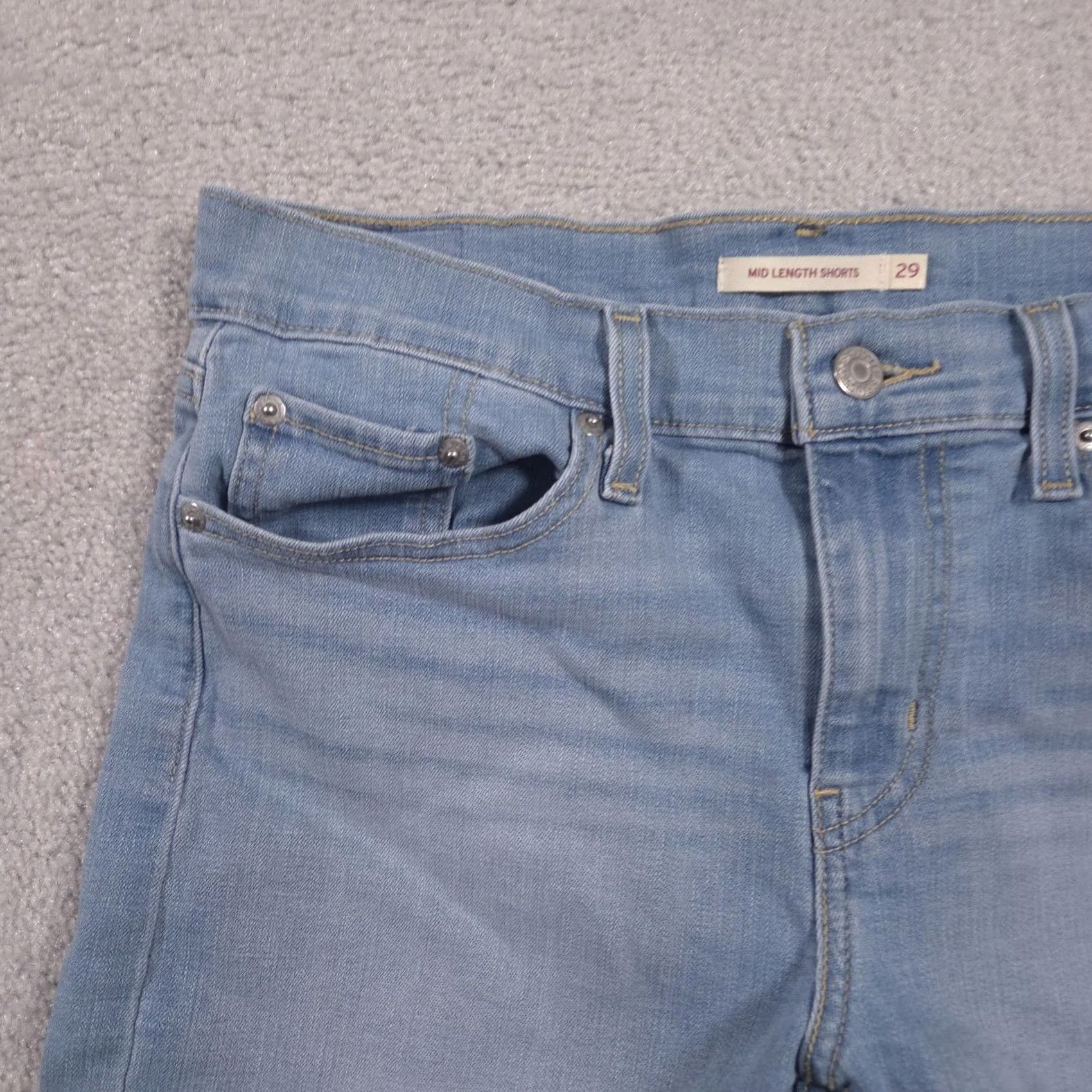Levi's Levi's Bermuda Shorts Womens 29 Blue Mid Length Cuffed Denim Casual Stretch Polyester Cotton Spandex Size 29" - 4 Thumbnail