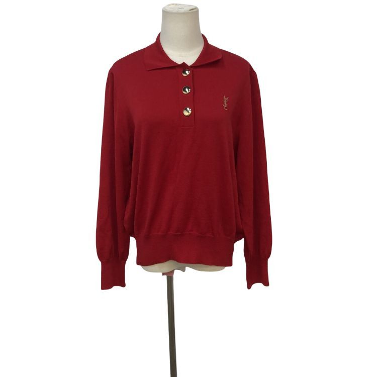 Saint Laurent Paris Saint Laurent Rhinestone Logo Wool Sweater Size L Size L / US 10 / IT 46 - 1 Thumbnail