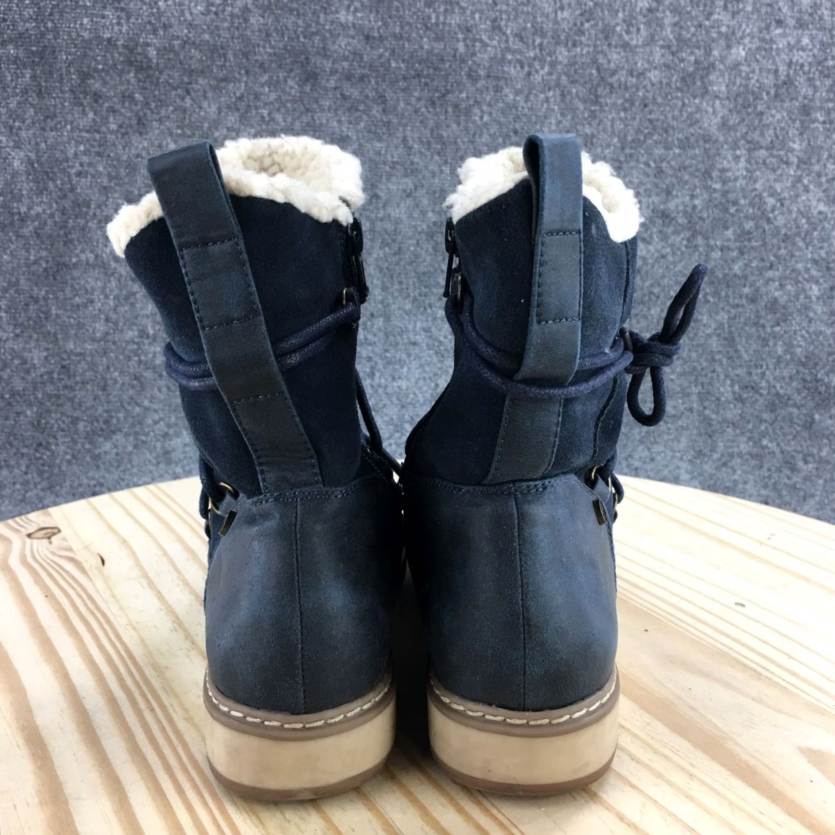 Vintage White Mountain Boots Womens 6.5 M Blue Topaz Leather Snow Boot Zip Fur Faux Leather Winter Snow Boot Women Size US 7 / IT 37 - 6 Thumbnail