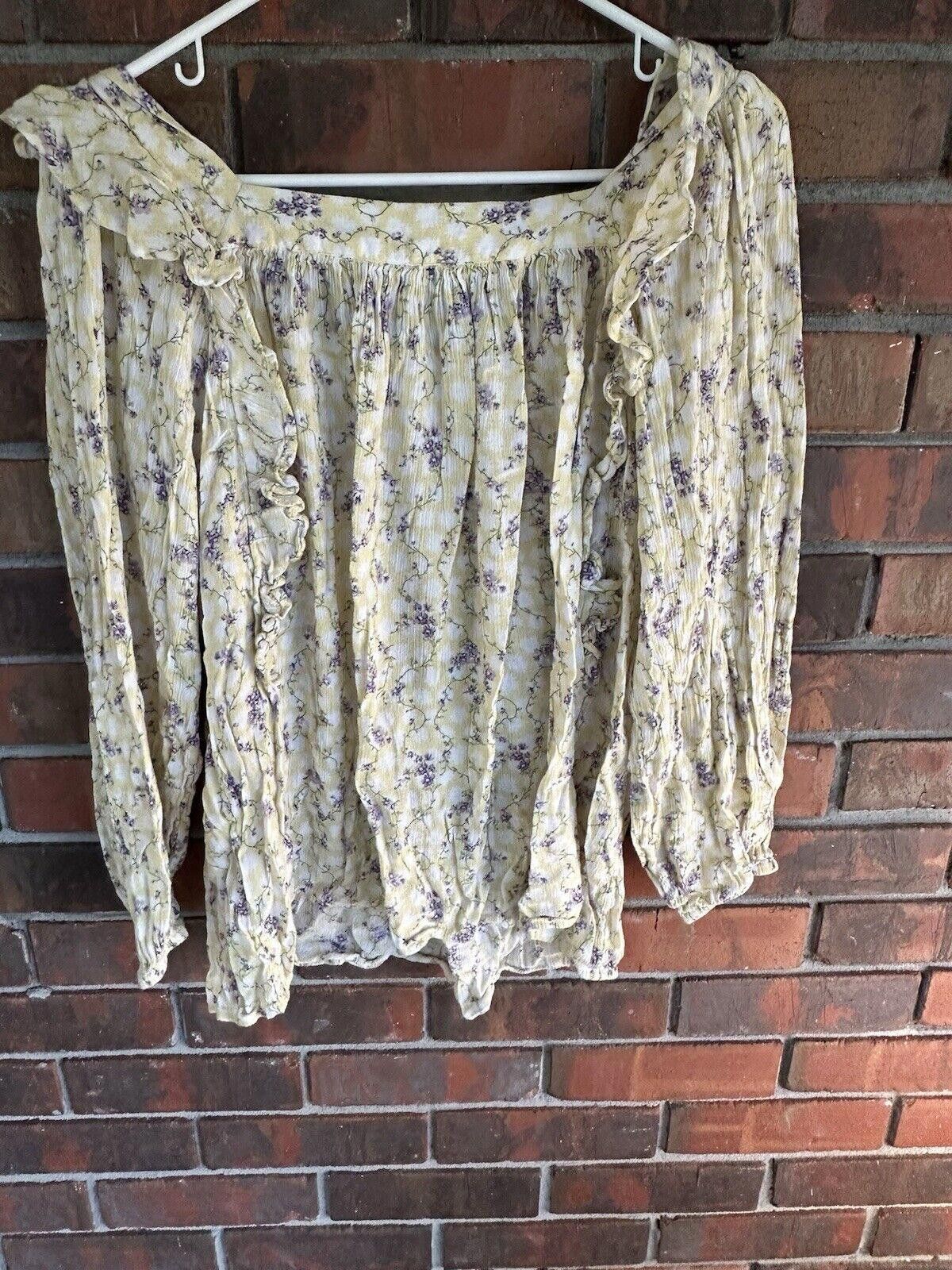 Chaps Women's Chaps Blouse Large Cottage Core Peasant Yellow Size M / US 6-8 / IT 42-44 - 6 Thumbnail