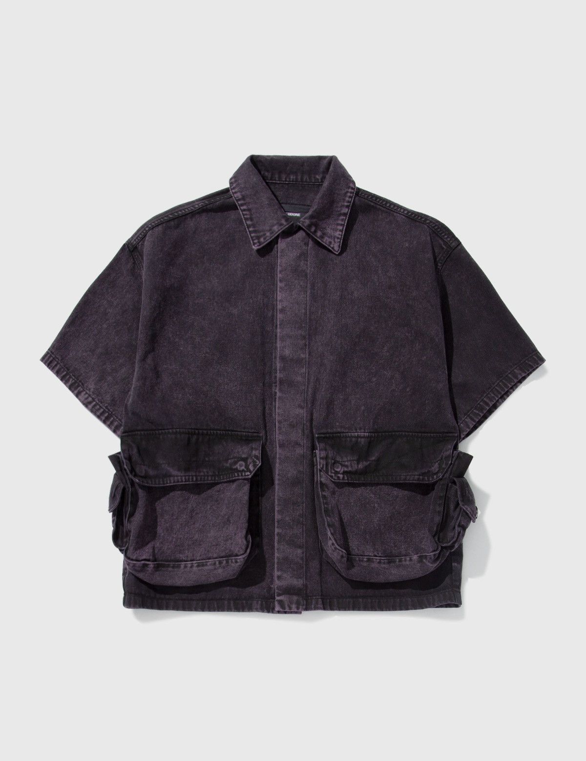 image of We11Done Cargo Denim Shirt in Purple, Men's (Size Small)