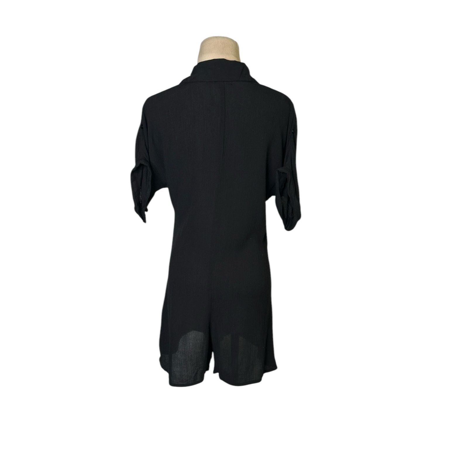 Nasty Gal Nasty Gal black short cuffed sleeves buttoned romper size 4 Size 27" / US 4 / IT 40 - 9 Thumbnail
