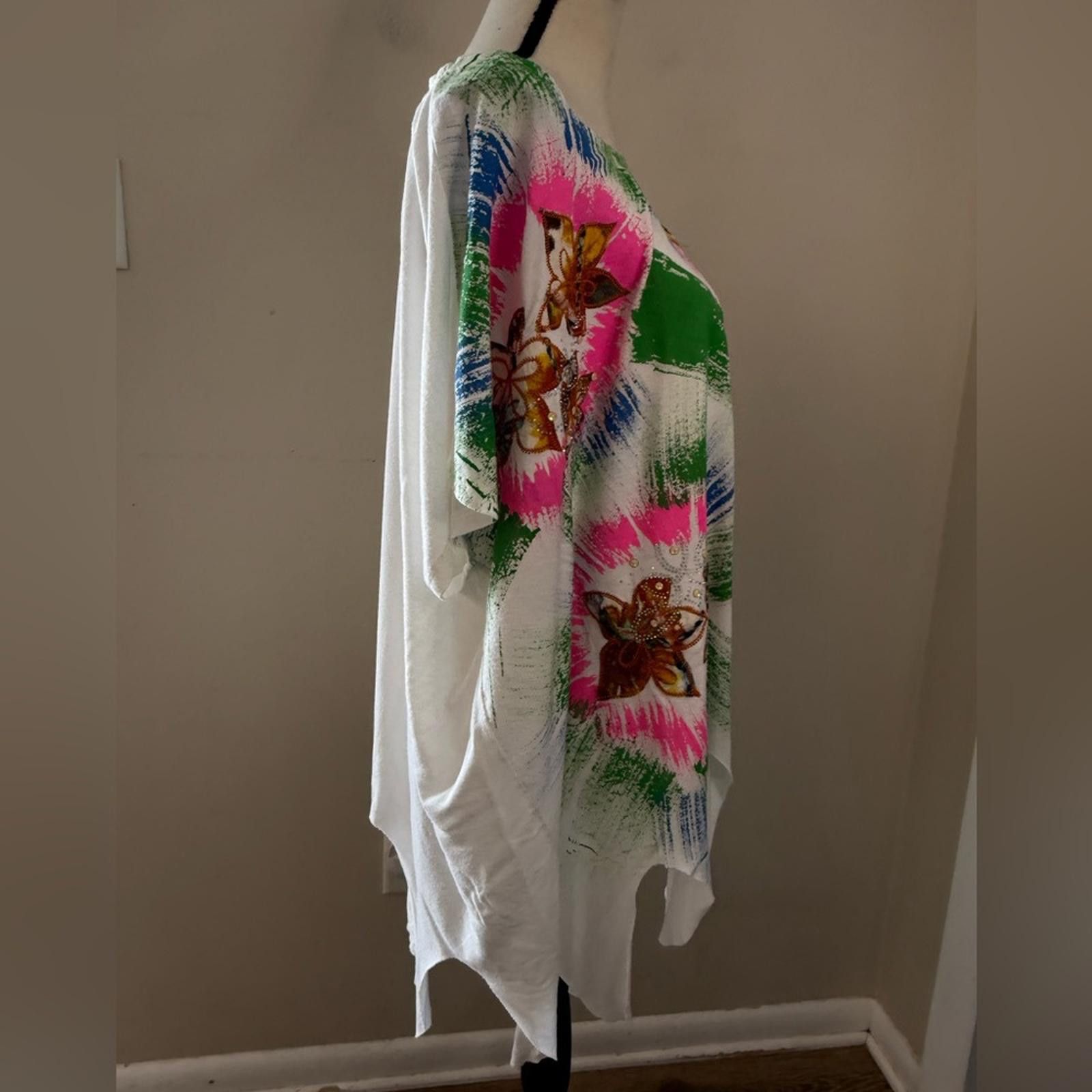 Other Crazy Fish tunic swim coverup starfish beads embroidery OS Size ONE SIZE - 2 Thumbnail