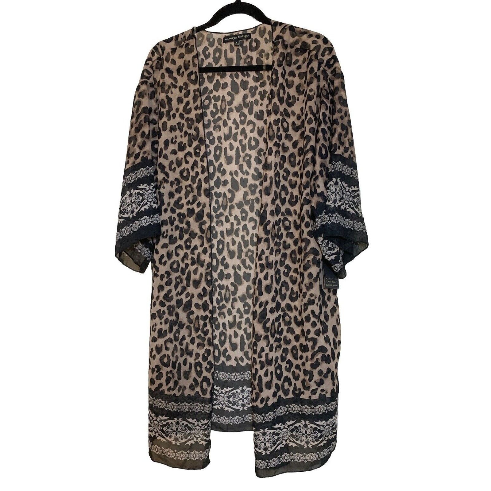Indigo Always Indigo Kimono Style Top Cheetah Print Size L New Size L / US 10 / IT 46 - 1 Thumbnail