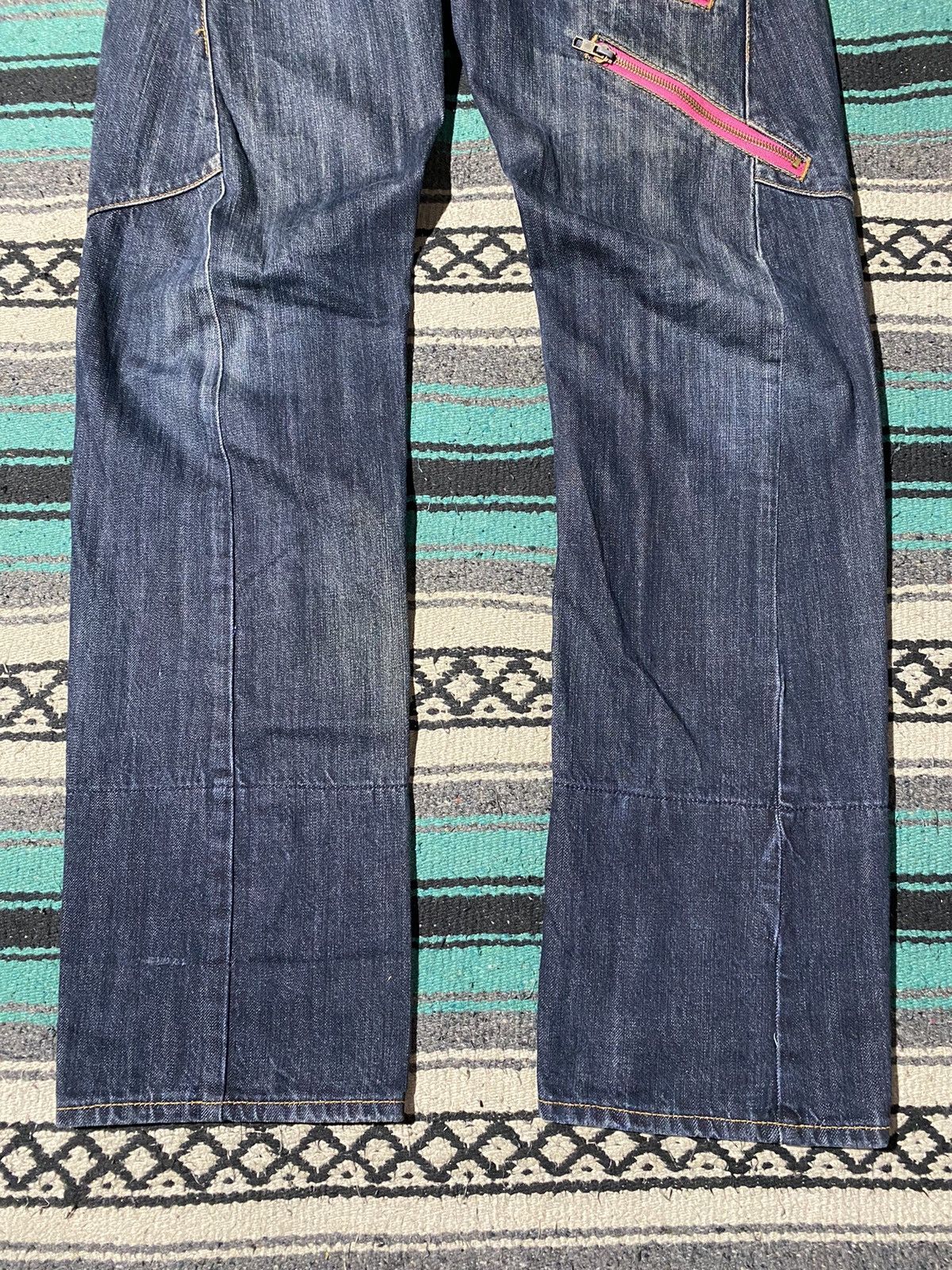 If Six Was Nine 2000s Sorridere - Double Waist Zebra Claws Faded Denim Jean Size US 32 / EU 48 - 4 Thumbnail