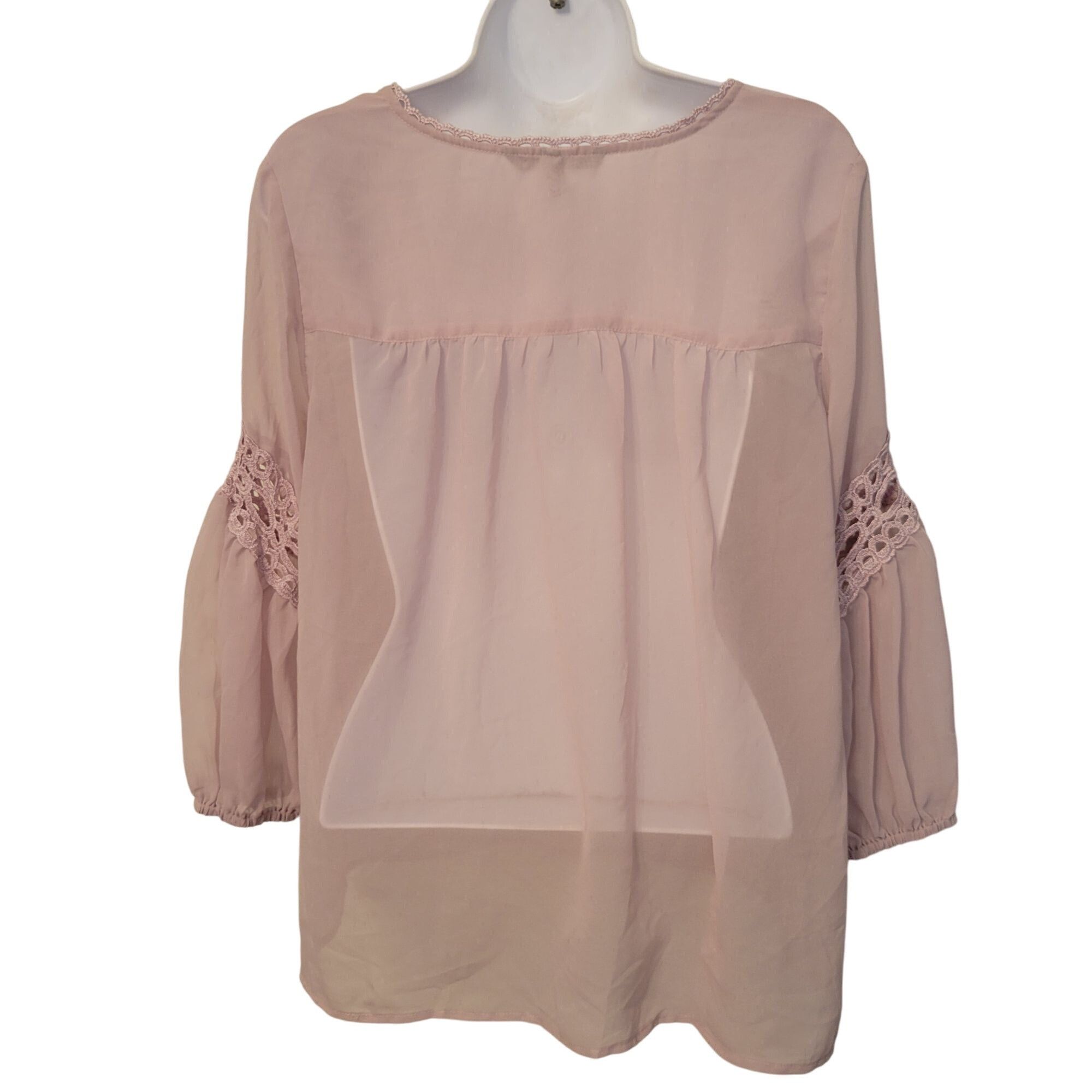 Victoria's Secret Victorias Secret Sheer Blouse M Mauve Pink Lace Detail Long Size M / US 6-8 / IT 42-44 - 5 Thumbnail