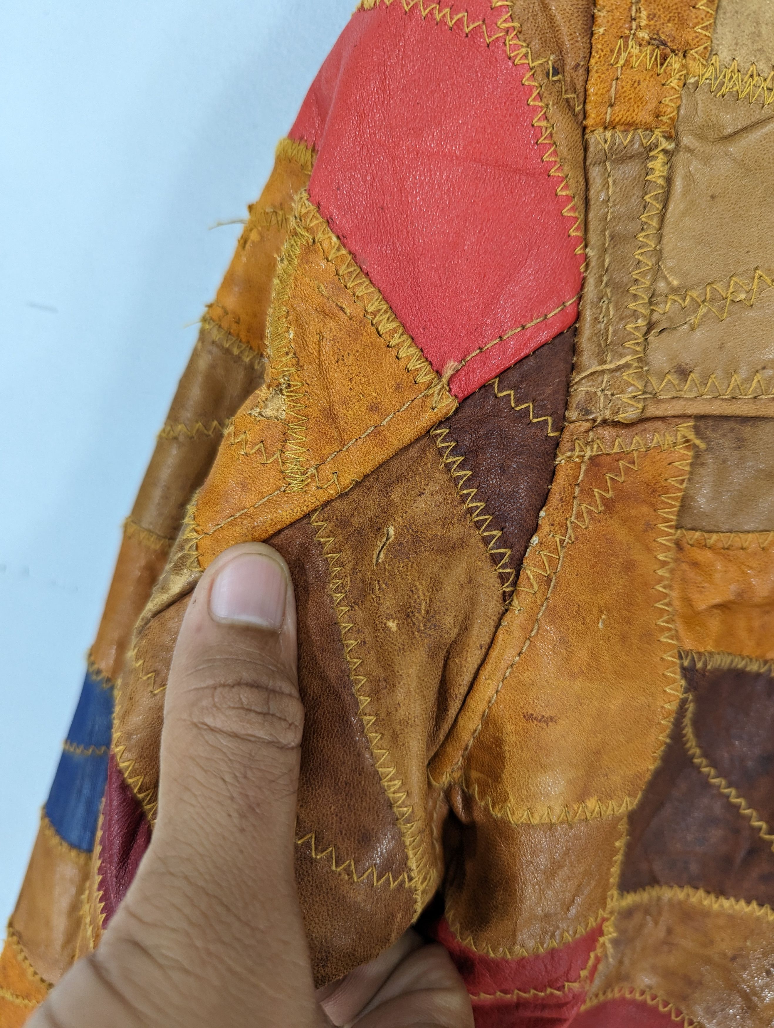 Vintage 🔥RARE🔥Vintage Unbrand Patchwork Leather Jacket Size XS / US 0-2 / IT 36-38 - 16 Thumbnail