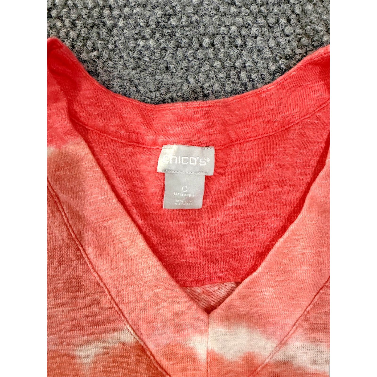 Vintage Chico's Blouse Shirt Womens 0 Pink White Striped Long Sleeve V-Neck Lightweight Linen Knit Rayon Casual All Seasons Spring Summer Fall Womens Size XS / US 0-2 / IT 36-38 - 3 Thumbnail