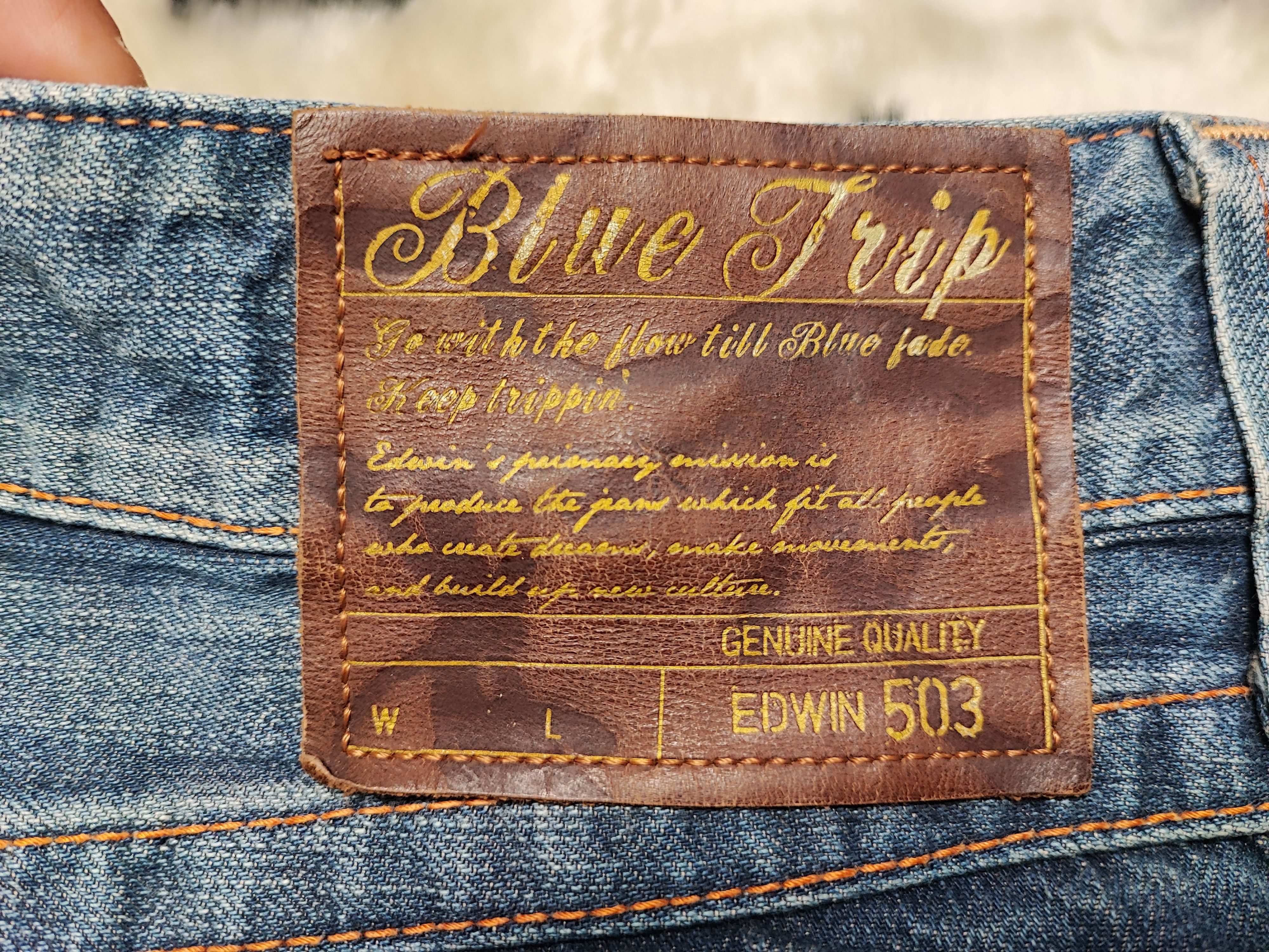 Edwin × If Six Was Nine × Japanese Brand VTG EDWIN 503 BLUE TRIP JEANS VERY RARE Size 31" - 13 Thumbnail