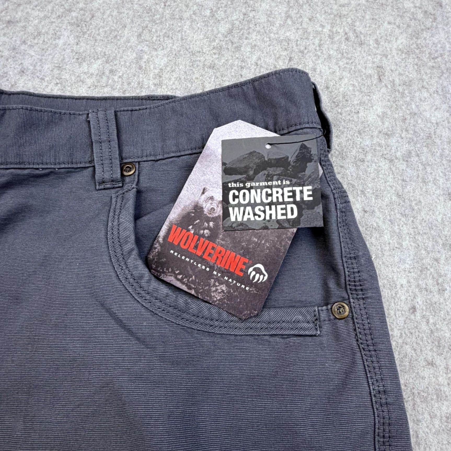 Vintage Wolverine Shorts Mens 42 Gray Concrete Washed Cotton Work Utility Casual Chino Pocketed Regular Front Mens Size US 42 / EU 58 - 3 Thumbnail