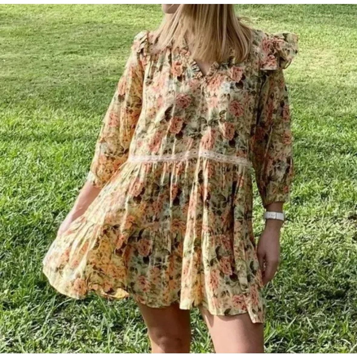 Zara ZARA FLORAL PRINT DRESS MULTICOLORED Size M / US 6-8 / IT 42-44 - 4 Thumbnail