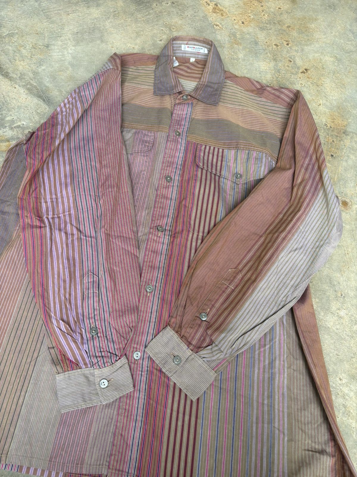 Saint Laurent Paris Vintage Saint Laurent Paris Stripe Shirt Size US M / EU 48-50 / 2 - 3 Thumbnail