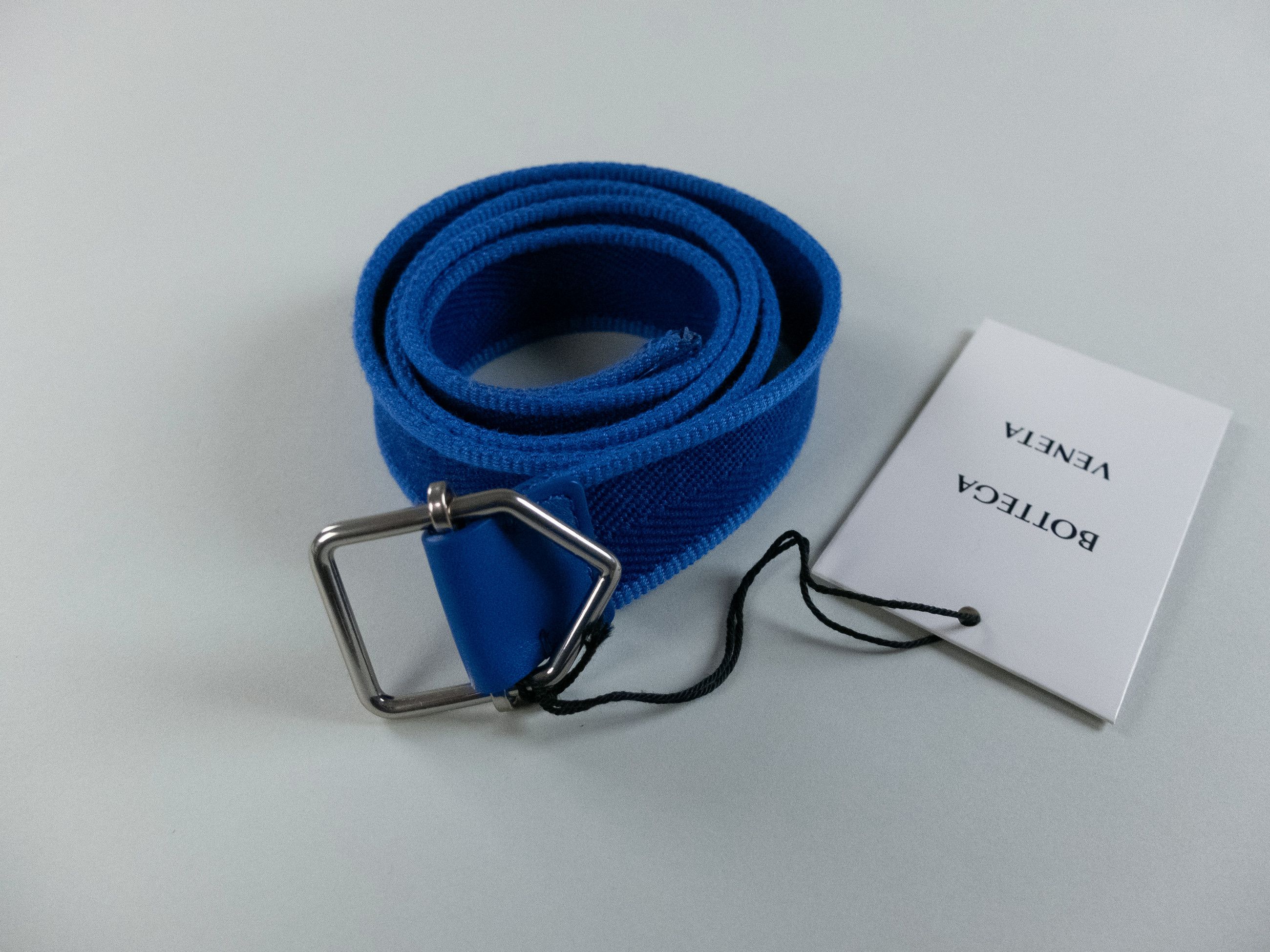 Bottega Veneta BOTTEGA VENETA cobalt blue webbing fabric & leather belt 95 Size 36 - 3 Thumbnail