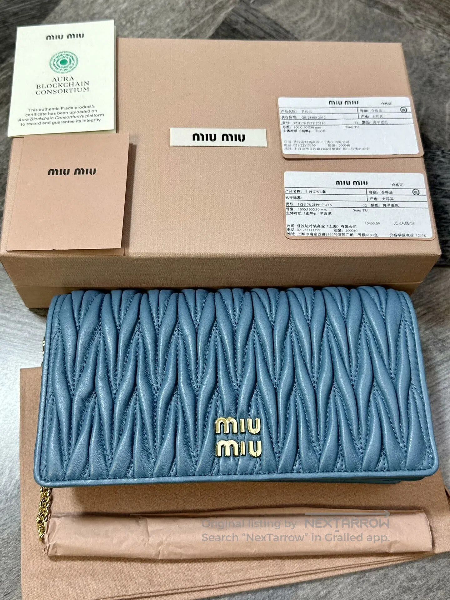 Miu Miu MiuMiu Blue Pleated Flap Chain WOC. Size ONE SIZE - 4 Thumbnail