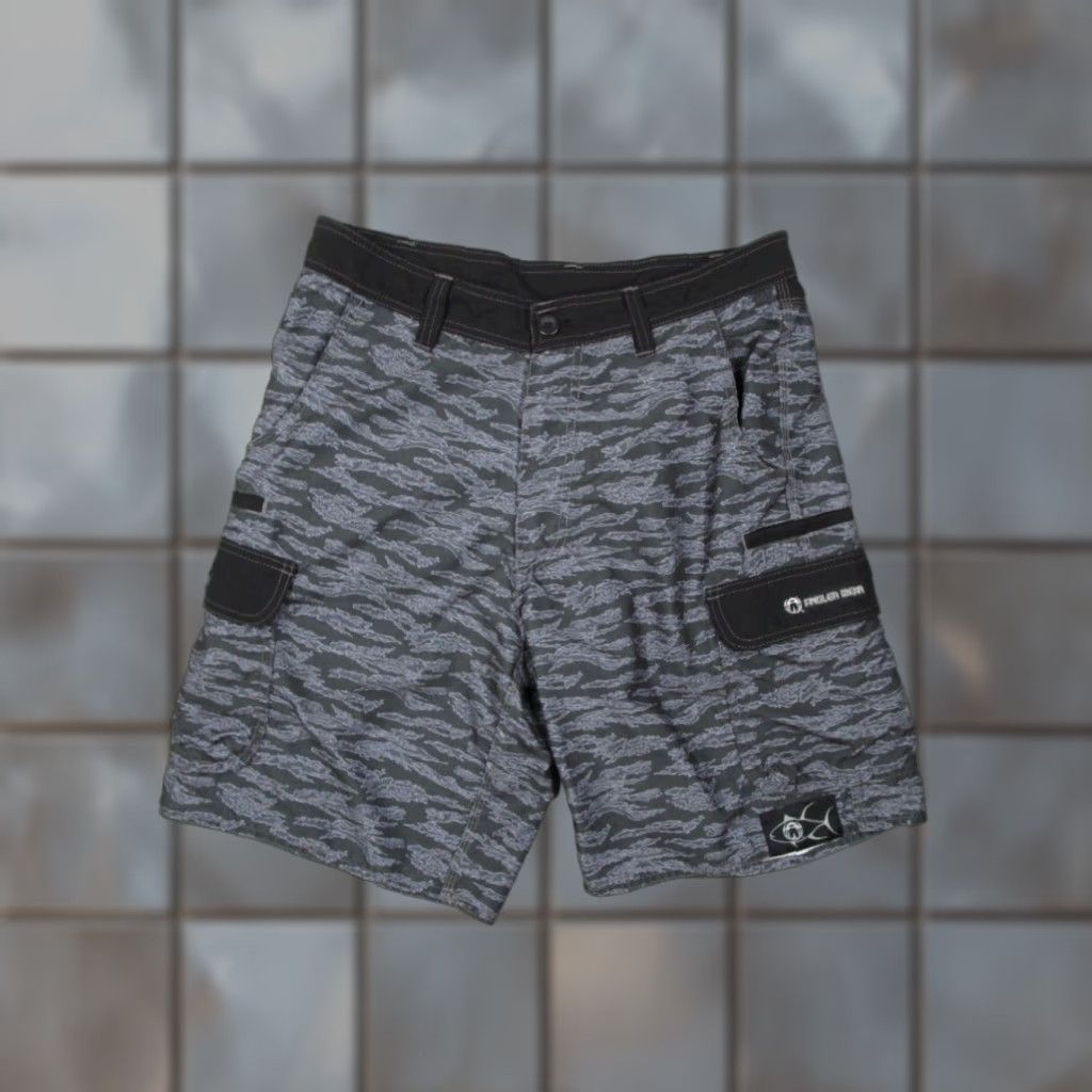 Vintage Angler Wear Mens 32 Gray Tiger Stripe Camo Cargo Shorts Nylon Outdoor Work Size US 32 / EU 48 - 1 Thumbnail