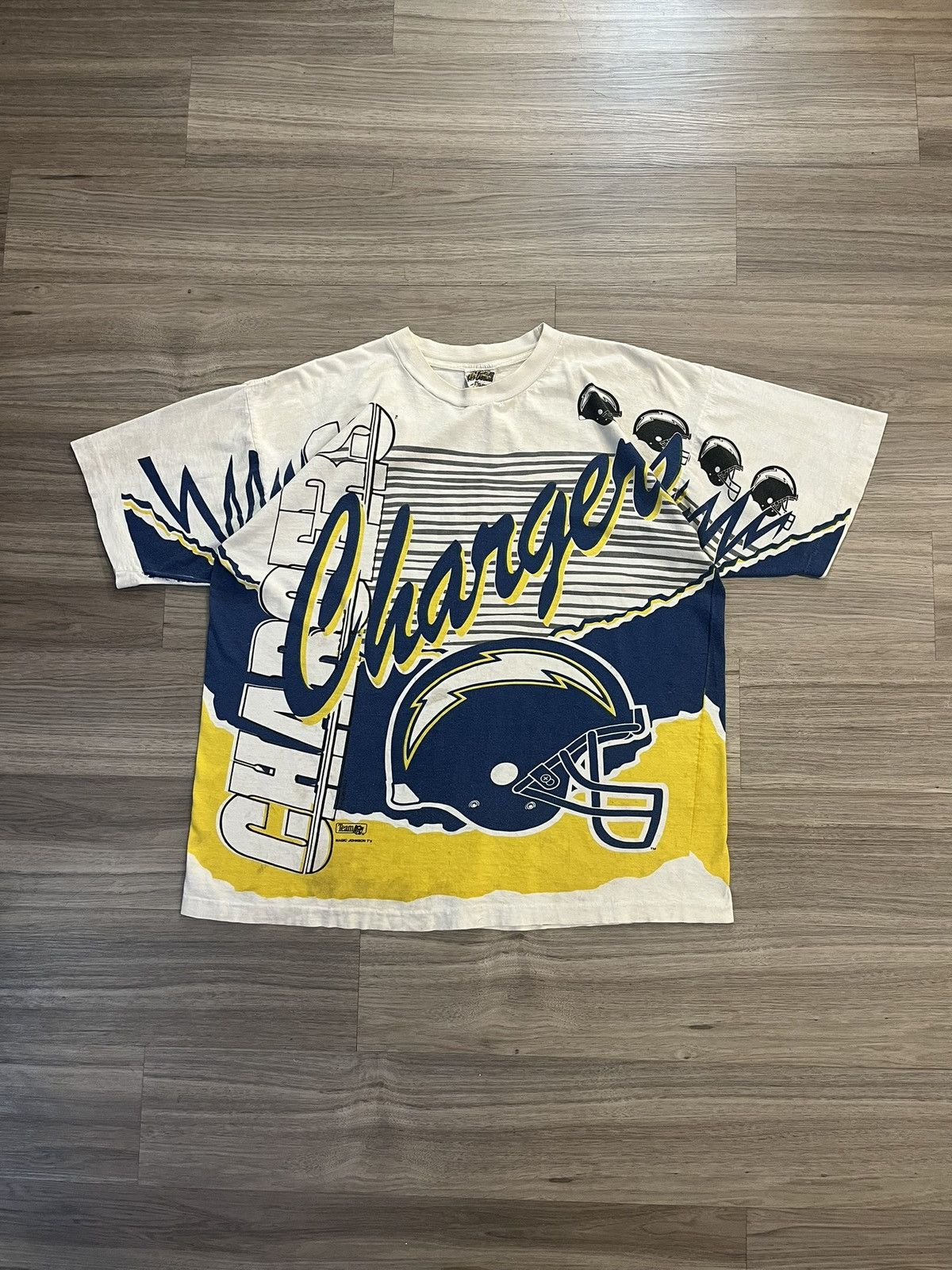 Vintage 90s AOP San Diego Chargers Magic Johnson T’s Shirt