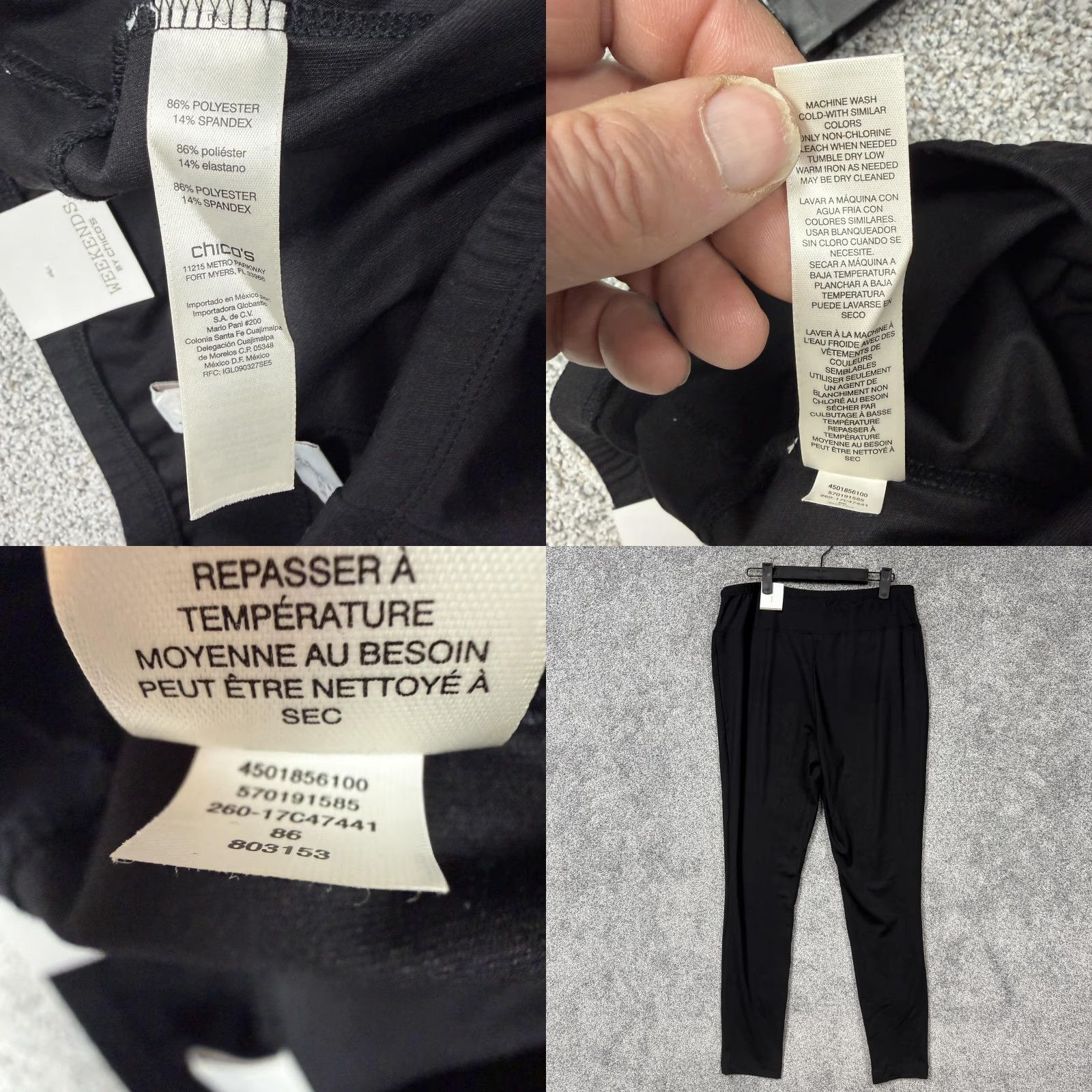 Vintage Chicos Weekends Leggings Womens 1 32x28 US 8 Black Ankle Stretch Clean NWT Shirt? Size 30" / US 8 / IT 44 - 8 Thumbnail