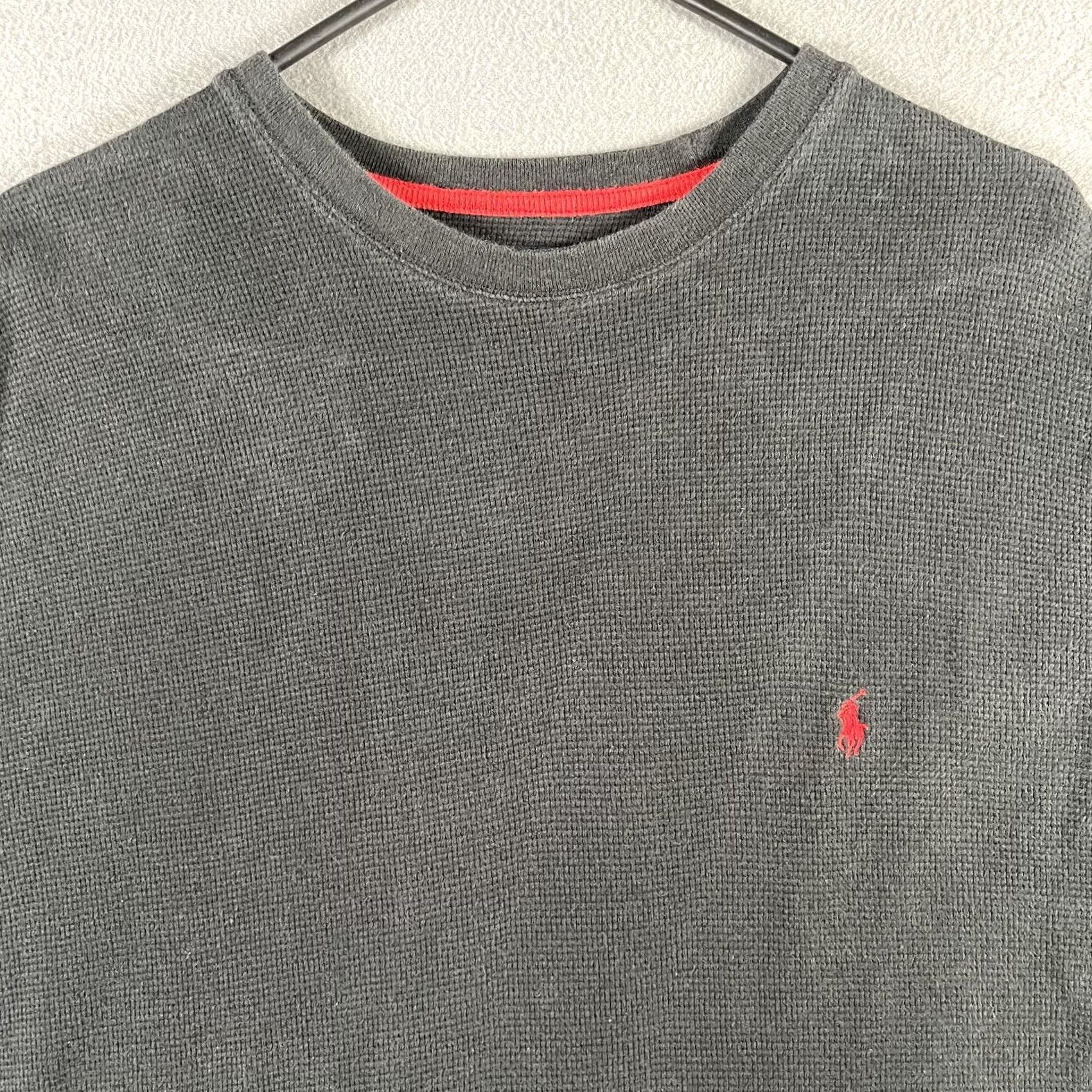 Polo Ralph Lauren Polo Ralph Lauren Sweater Mens Large Gray Waffle-Knit Pullover Crew Neck Long Sleeve Cotton Size US L / EU 52-54 / 3 - 3 Thumbnail