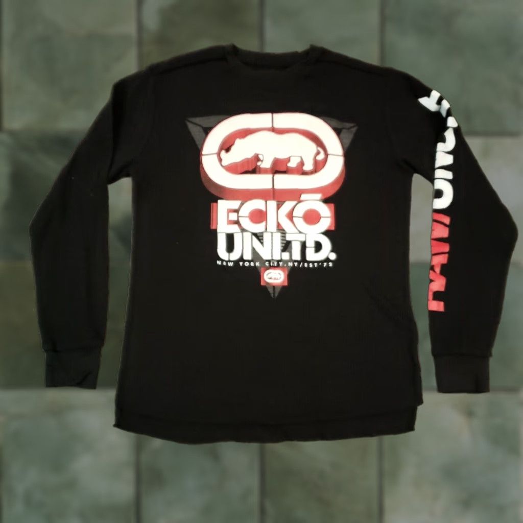 Ecko Unltd. Ecko Unltd. Long Sleeve Graphic T-Shirt Mens Small Black Cotton Size US S / EU 44-46 / 1 - 1 Thumbnail