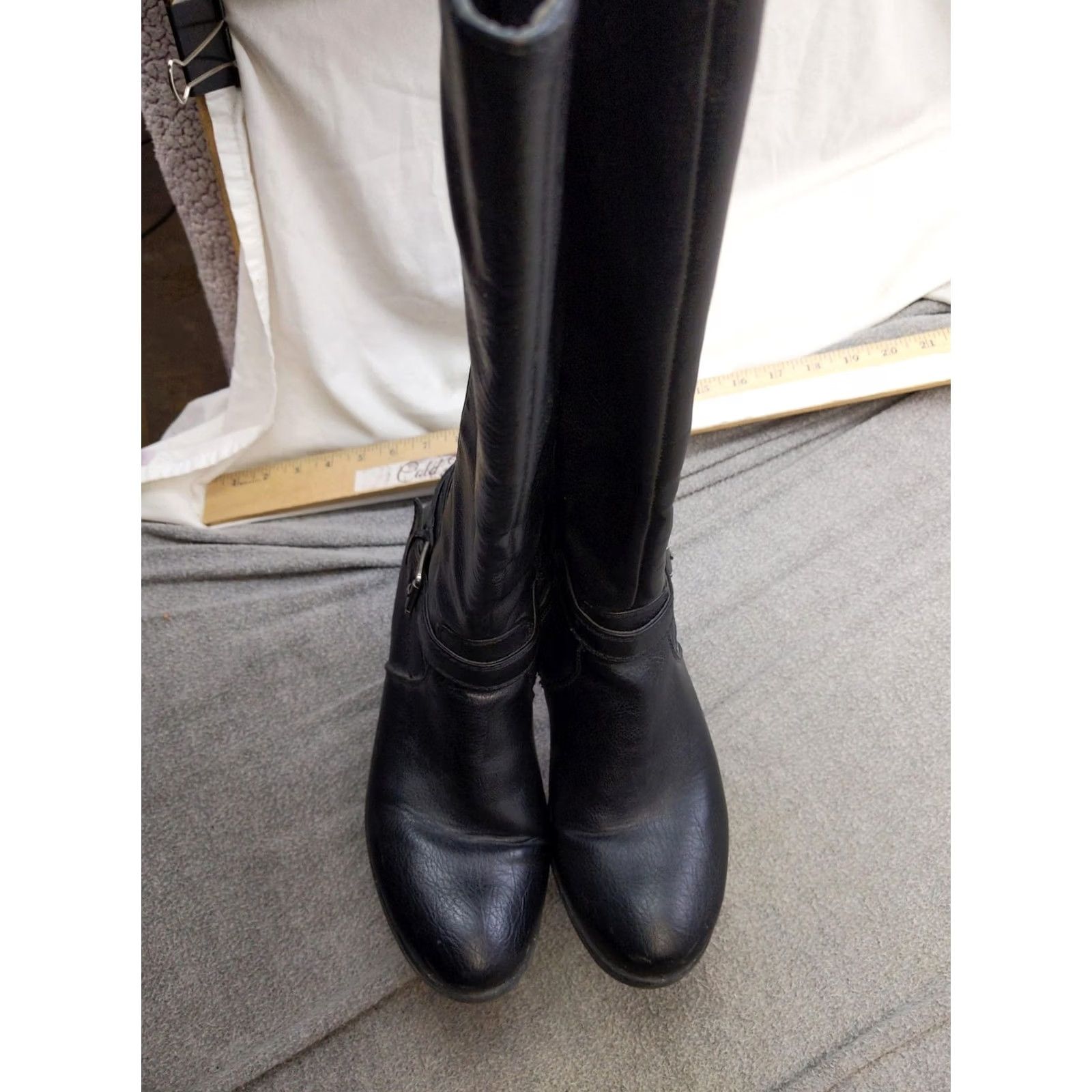Croft & Barrow Croft & Barrow Boots Womens 7.5 Black Synthetic Knee High Riding Buckle Zip Size US 8 / IT 38 - 4 Thumbnail