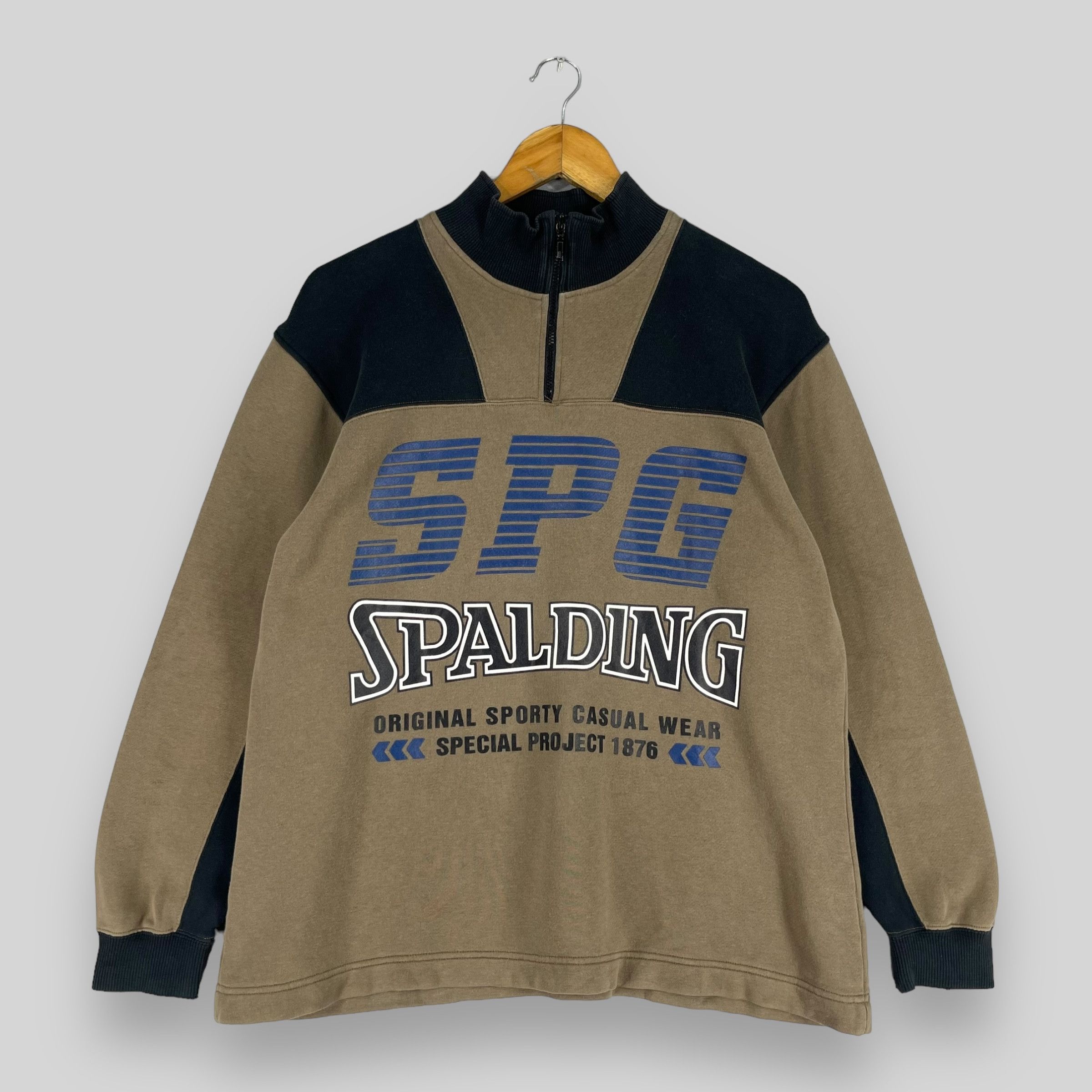 Spalding × Vintage Vintage SPALDING Big Logo Spellout Half Zipper Sweater Size US M / EU 48-50 / 2 - 1 Thumbnail