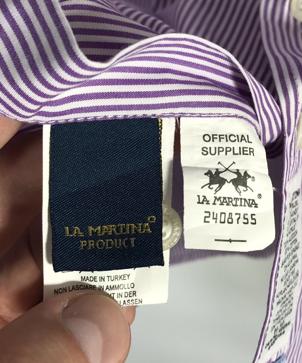 La Martina La Martina Polo Team Button Shirt Stripe Mens Sz M Size US M / EU 48-50 / 2 - 5 Thumbnail