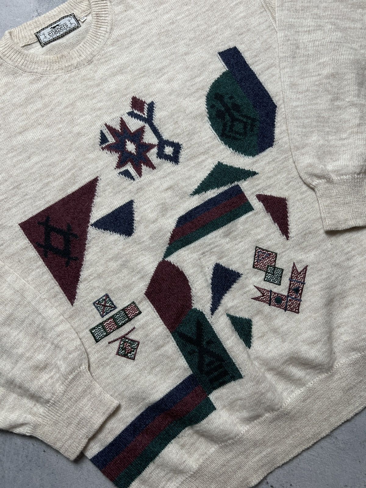 Vintage Unique Rare Style Coogi Norway Wool Sweater Abstract