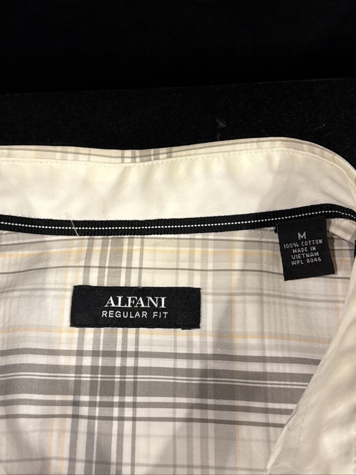 Alfani Alfani Men's Size Medium Button Up SS Gray Plaid [639] Size US M / EU 48-50 / 2 - 4 Thumbnail