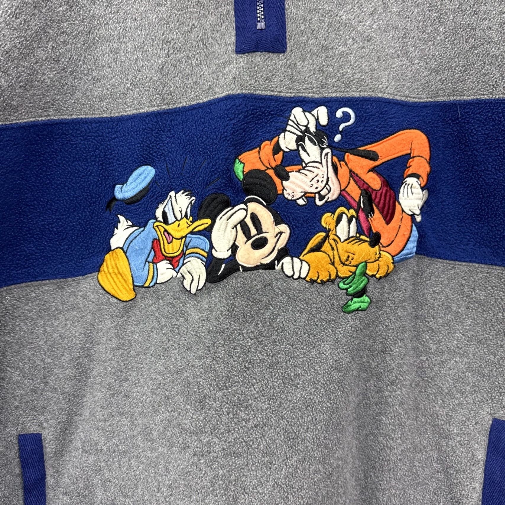 Disney VINTAGE Disney Store Mickey Goofy Donald Pluto Gray Fleece 1/4 Zip Pullover L Size US L / EU 52-54 / 3 - 2 Thumbnail