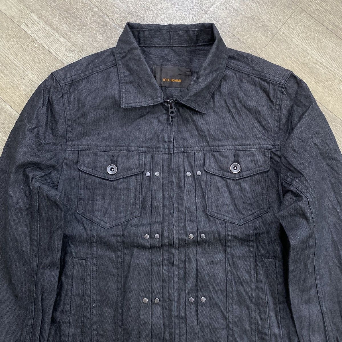 Issey Miyake Vintage Issey Miyake Tete Homme Black Denim Jacket Designer Size US M / EU 48-50 / 2 - 3 Thumbnail