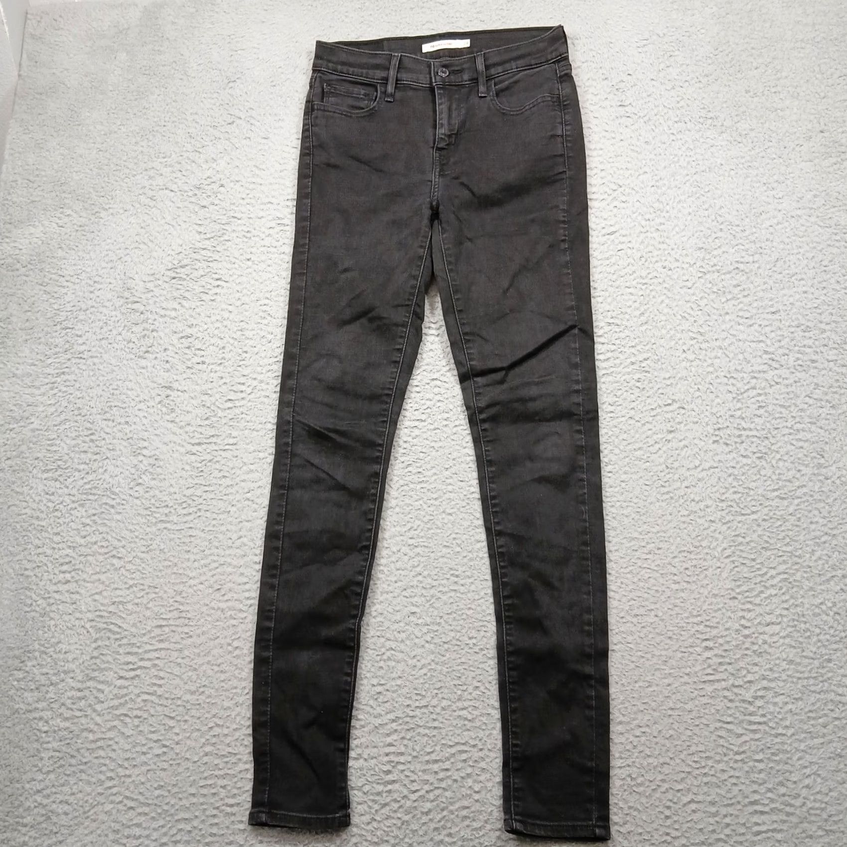 Levi's Levi's 710 Super Skinny Jeans Women's 28x32 Black Denim Stretch Mid Rise Slim Fit Pockets Zipper Button Leather Patch Size 28" / US 6 / IT 42 - 2 Thumbnail