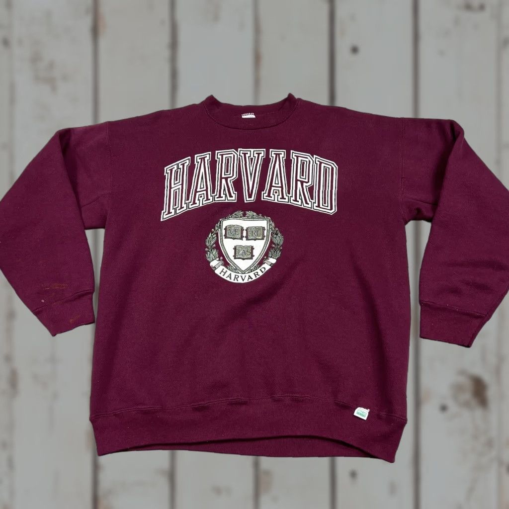 Vintage VINTAGE Discus Athletic Harvard Sweatshirt Adult Large Maroon Crewneck Cotton Blend USA Nike? Size US L / EU 52-54 / 3 - 1 Thumbnail