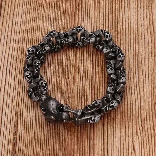 Jewelry 12mm Evil Ghost Head Skull Chain Bracelet Size ONE SIZE - 2 Thumbnail