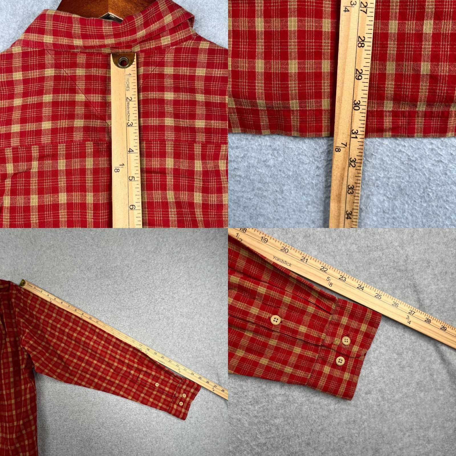 Tommy Hilfiger Tommy Hilfiger Shirt Large Red Check Embroidered Floral Button-Up Long Sleeve Size US L / EU 52-54 / 3 - 8 Thumbnail
