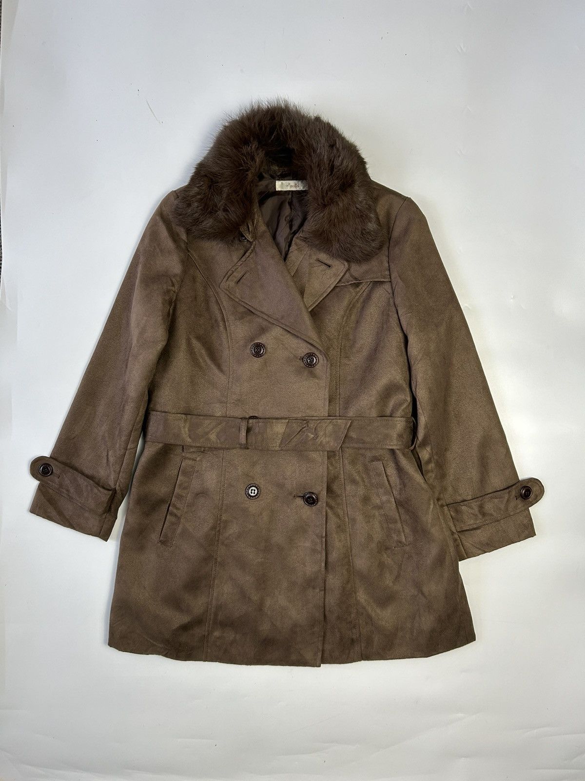 Japanese Brand WELLEL DOUBLE BREAST FAUX FUR LONG JACKET Size ONE SIZE - 1 Thumbnail