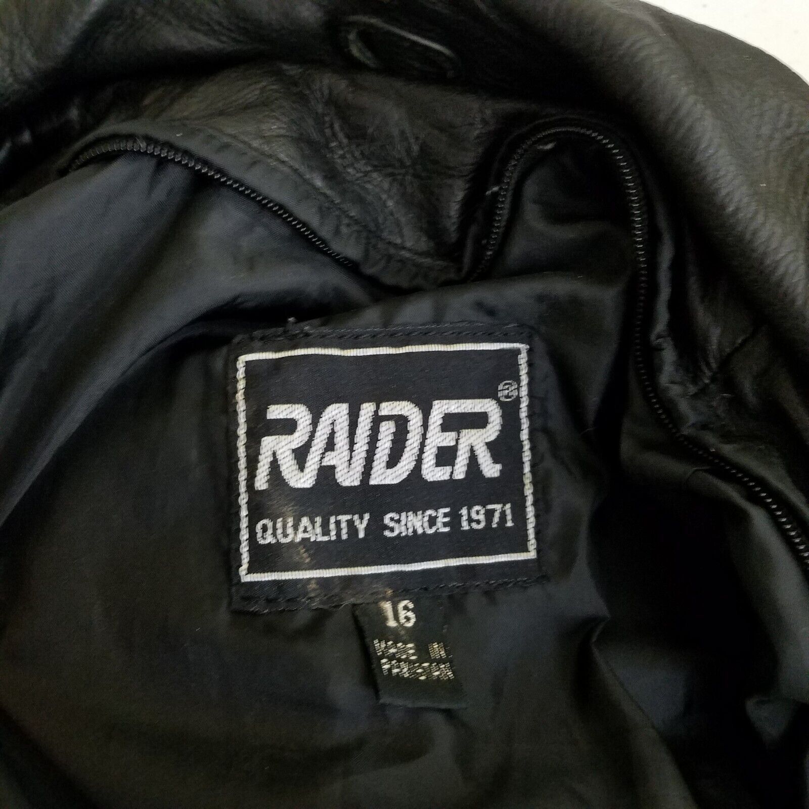 Vintage Vtg Raider Belted Black Leather Motorcycle Jacket Zip Snap Size XXL / US 16-18 / IT 52-54 - 7 Thumbnail